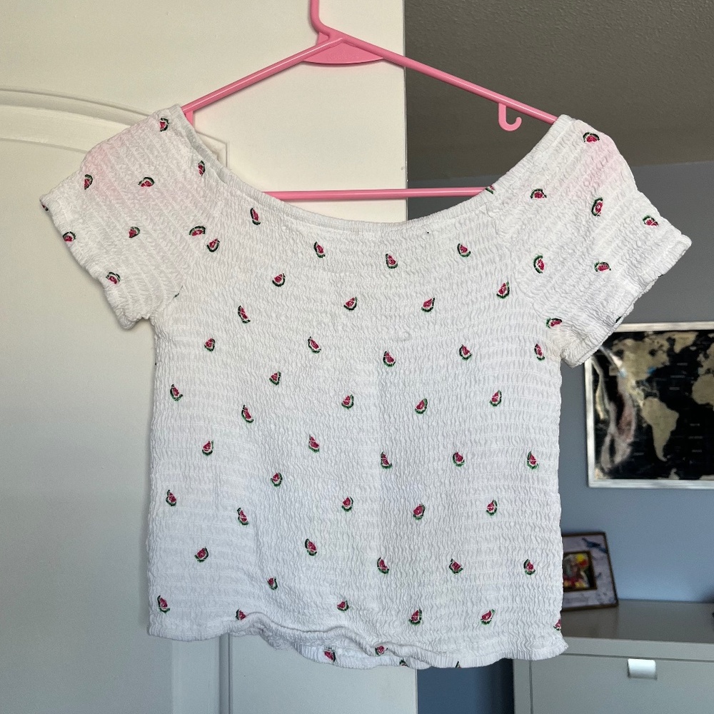 Japna Watermelon Off Shoulder White Crop Top Size XS